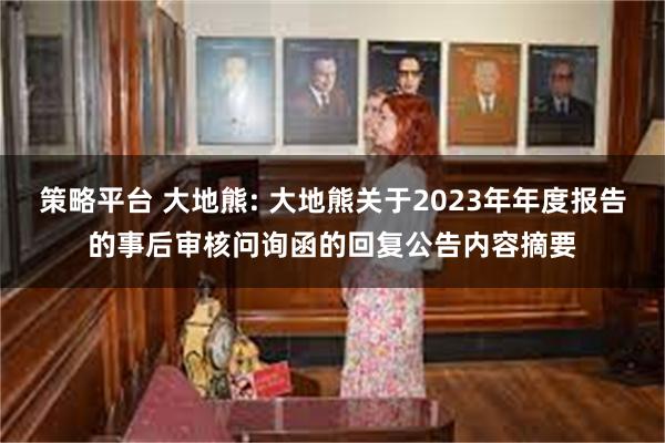 策略平台 大地熊: 大地熊关于2023年年度报告的事后审核问询函的回复公告内容摘要