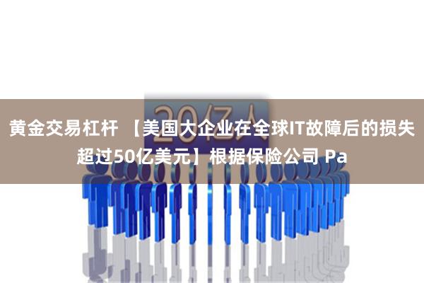 黄金交易杠杆 【美国大企业在全球IT故障后的损失超过50亿美元】根据保险公司 Pa