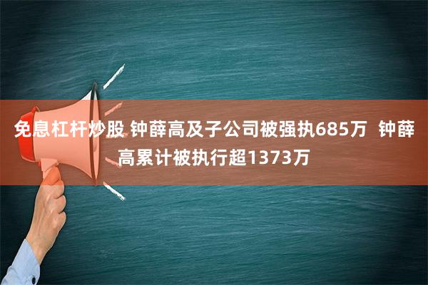 免息杠杆炒股 钟薛高及子公司被强执685万  钟薛高累计被执行超1373万