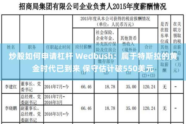 炒股如何申请杠杆 Wedbush：属于特斯拉的黄金时代已到来 保守估计破550美元